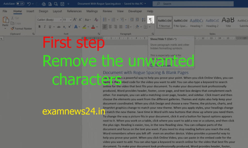 How to delete a page in Word-Examnews24.in