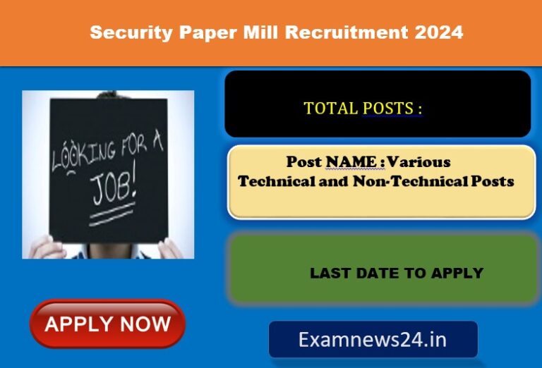 Security Paper Mill Recruitment 2024